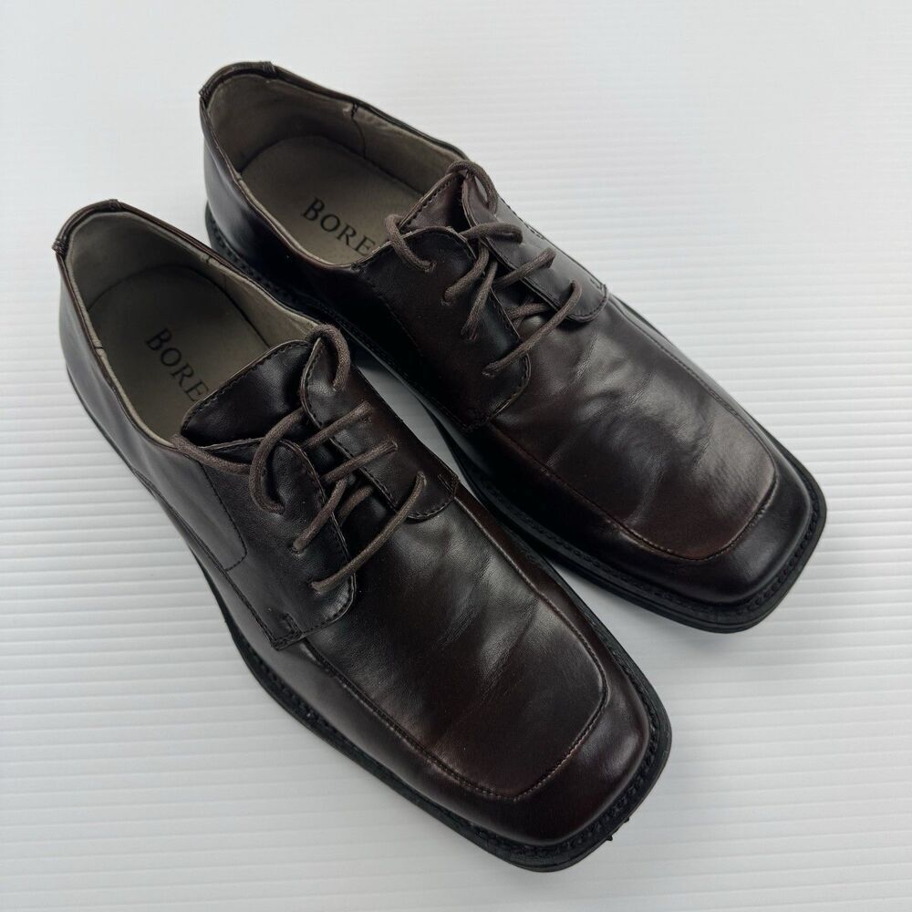 Borelli Martin Brown Derby Dress Shoes Mens 9 Square Toe Lace Up Comfort